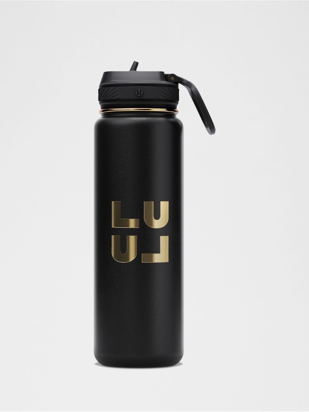 NWT Lululemon Back to Life Sport Bottle 24oz Straw Lid *Black and Gold